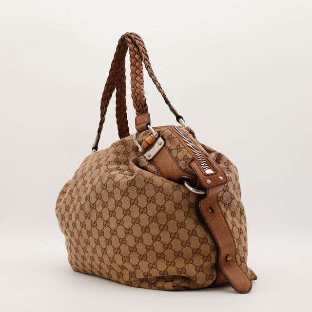 Sac Gucci Hobo Bamboo profil garnitures cuir occasion authentique — AMANA Vintage