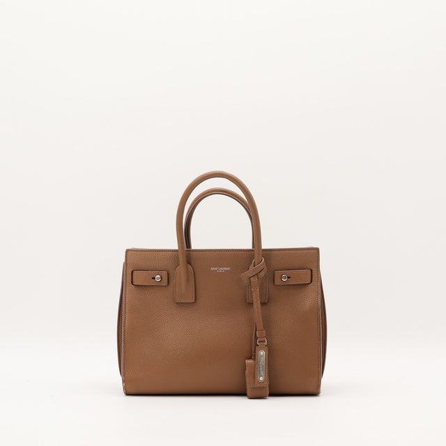 Sac Saint Laurent Sac de Jour Small cuir grainé marron vue de face occasion authentique — AMANA Vintage