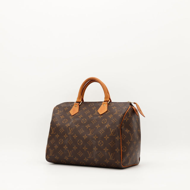Sac Louis Vuitton Speedy 25 toile Monogram vue de trois quarts occasion authentique — AMANA Vintage