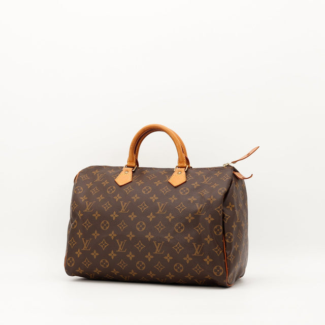 Sac Louis Vuitton Speedy 30 toile Monogram vue de trois quarts occasion authentique — AMANA Vintage