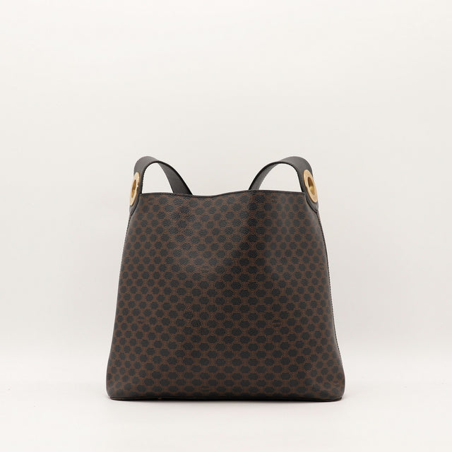 Hobo Celine Macadam vue de dos toile monogrammée marron noir — AMANA Vintage