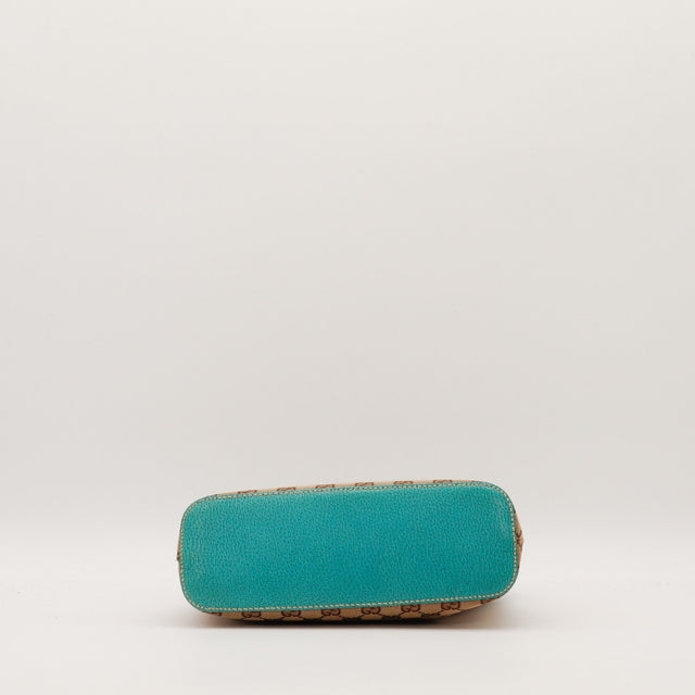 Hobo Gucci fond cuir turquoise vue de dessous occasion authentique — AMANA Vintage