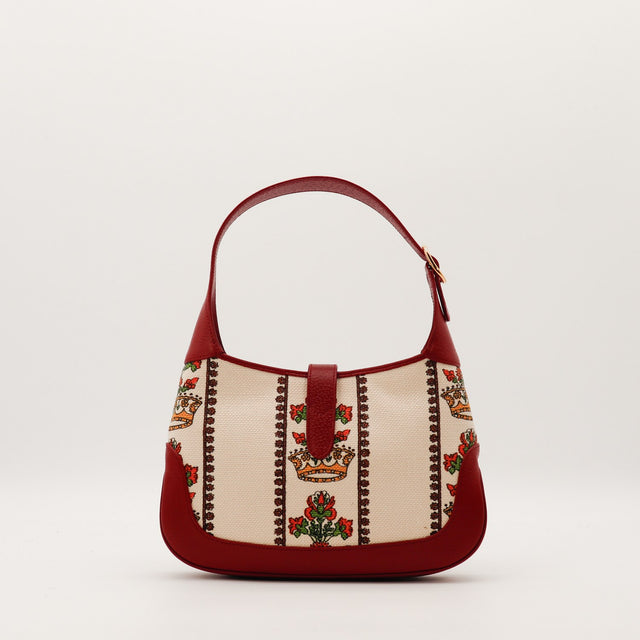 Gucci Jackie 1961 Music Is Mine vue de dos toile brodée couronnes fleurs occasion authentique — AMANA Vintage