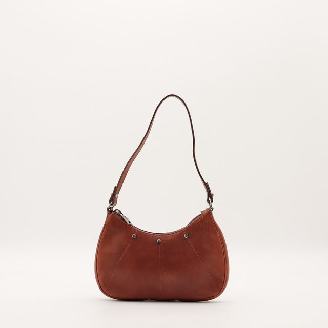 Sac Yves Saint Laurent Mombasa Hobo cuir marron vue de face occasion authentique — AMANA Vintage