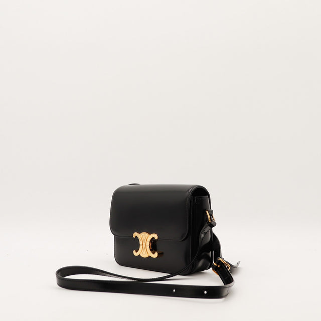 Celine Triomphe Teen noir vue trois quarts bandoulière réglable — AMANA Vintage