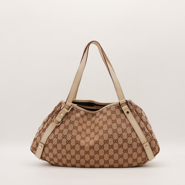 Hobo Gucci vue de face dos cuir grainé ivoire — AMANA Vintage