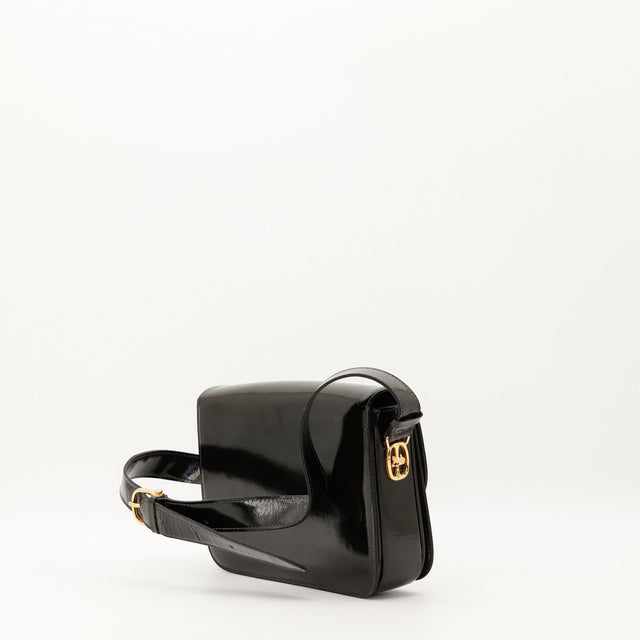 Sac Celine Sulky cuir verni noir vue de côté occasion authentique — AMANA Vintage