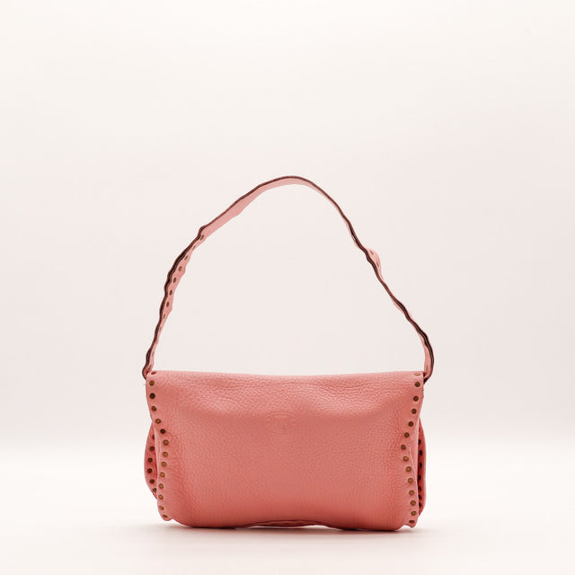 Intérieur propre du sac porté épaule cuir rose occasion authentique — AMANA Vintage