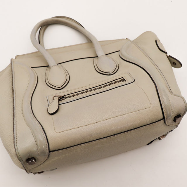 Céline Luggage Mini gris vue posée à plat détail zip avant — AMANA Vintage