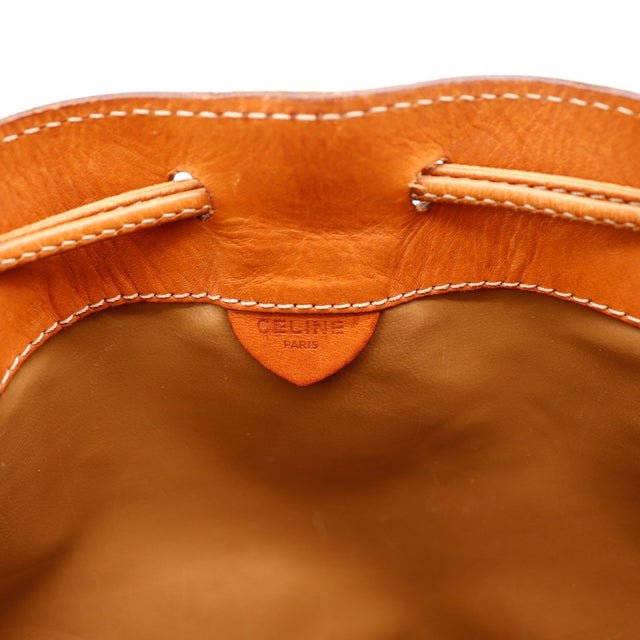 Intérieur cuir caramel Céline Seau Macadam avec estampille Céline Paris — AMANA Vintage