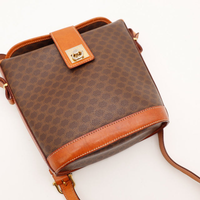 Vue du dessus sac seau Céline Macadam ouvert toile intérieure — AMANA Vintage