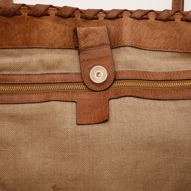 Detail bordure tressée cuir Gucci Tote Bag Bamboo — AMANA Vintage