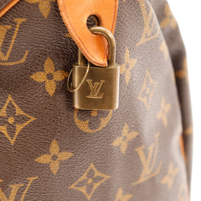 Détail tab cuir Louis Vuitton Speedy 30 gravure Paris made in France — AMANA Vintage