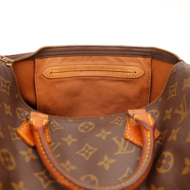 Intérieur du Speedy 35 Louis Vuitton doublure textile orange propre — AMANA Vintage