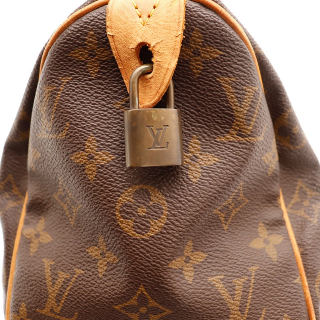 Détail tab cuir Louis Vuitton Speedy 25 estampillé Louis Vuitton Paris — AMANA Vintage