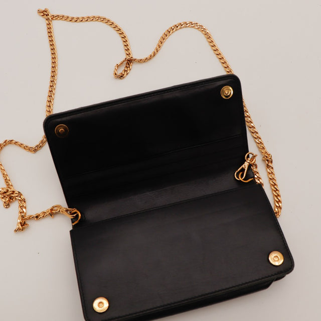 Intérieur pochette Miu Miu Matelassé noire avec chaîne dorée amovible — AMANA Vintage