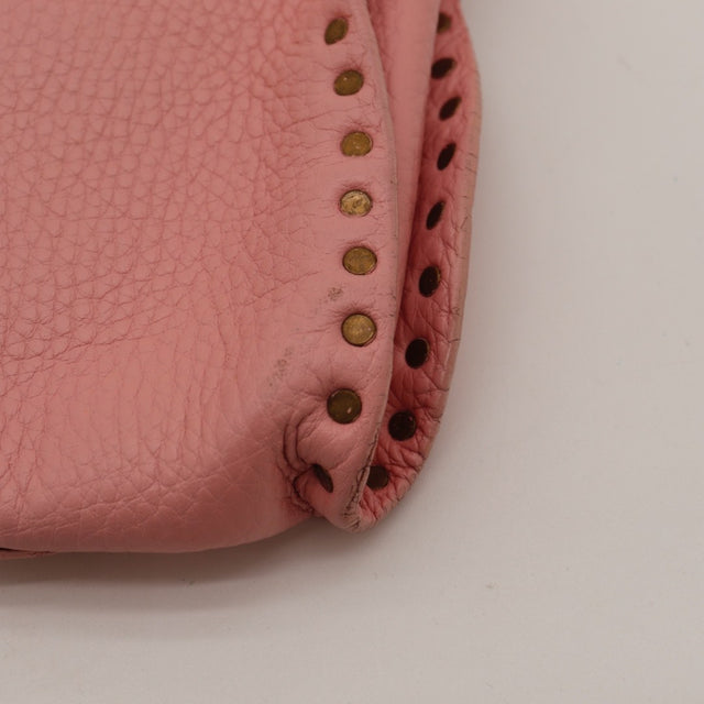 Vue du fond du sac porté épaule cuir grainé rose — AMANA Vintage