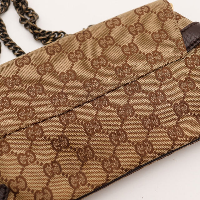 Detail toile monogrammée Gucci Horsebit Chain occasion authentique — AMANA Vintage