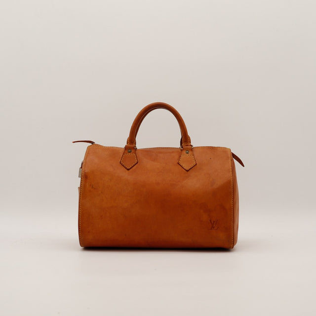 Sac Louis Vuitton Speedy 30 cuir vachette naturel vue de face occasion authentique — AMANA Vintage