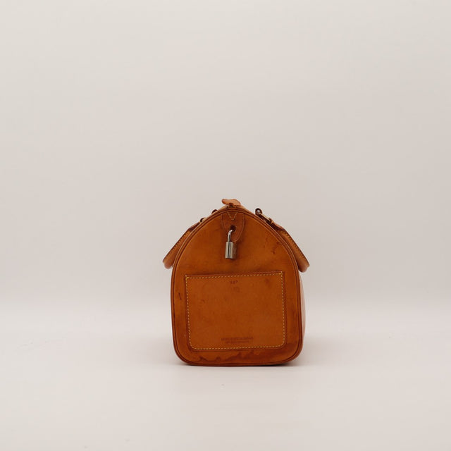 Côté avec cadenas sac Louis Vuitton Speedy 30 cuir naturel — AMANA Vintage