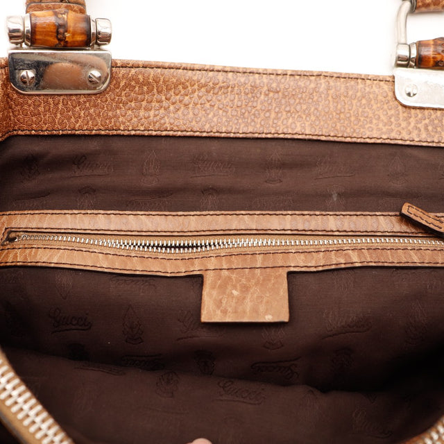 Intérieur doublure monogrammée Gucci Tote Bag Bamboo occasion authentique — AMANA Vintage