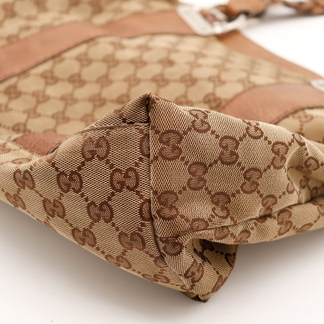 Détail base toile Gucci Tote Bag Bamboo occasion authentique — AMANA Vintage