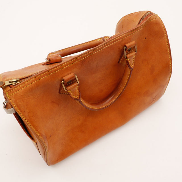 Vue plongeante du sac Louis Vuitton Speedy 30 cuir naturel occasion — AMANA Vintage