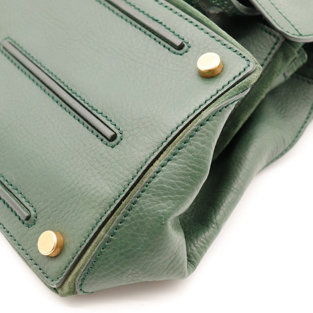 Détail rivet doré Yves Saint Laurent Muse Two cuir vert — AMANA Vintage