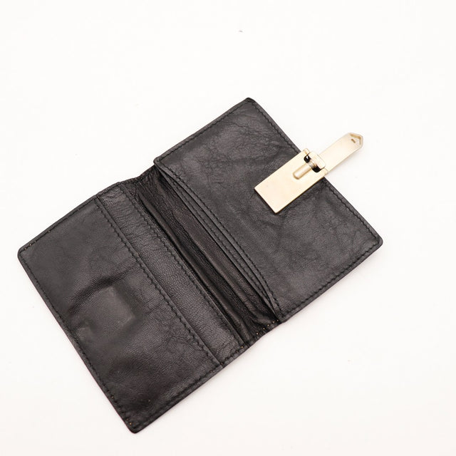 Intérieur cuir noir et logements cartes portefeuille Bottega Veneta — AMANA Vintage