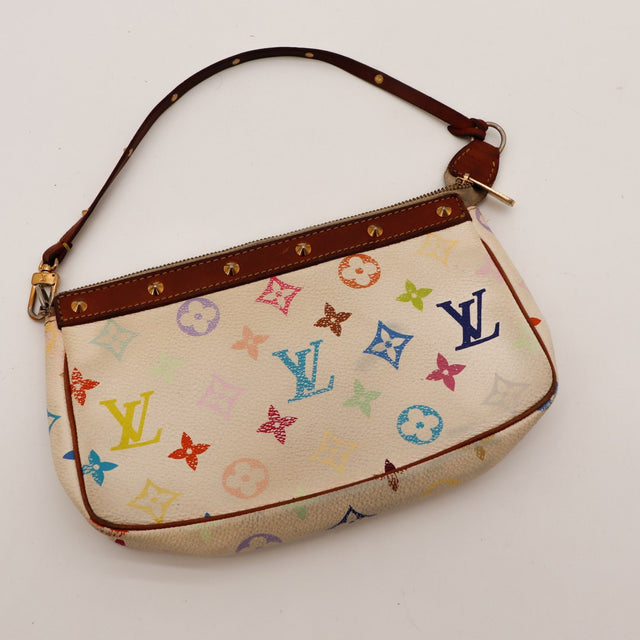 Pochette Louis Vuitton Multicolore avec lanière cuir clouté occasion authentique — AMANA Vintage