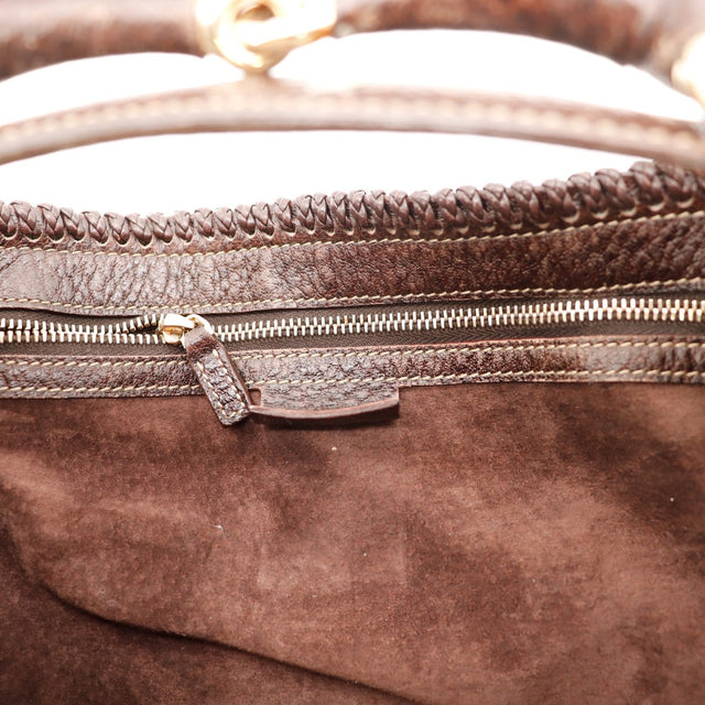 Intérieur en daim marron du sac Céline Hobo fourrure — AMANA Vintage