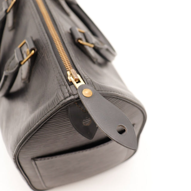 Détail fermeture éclair et languette cadenas Louis Vuitton Speedy 25 Épi — AMANA Vintage
