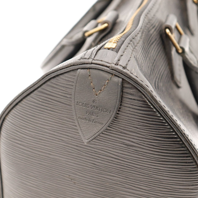 Détail estampe Louis Vuitton Paris made in France Speedy 25 Épi noir — AMANA Vintage