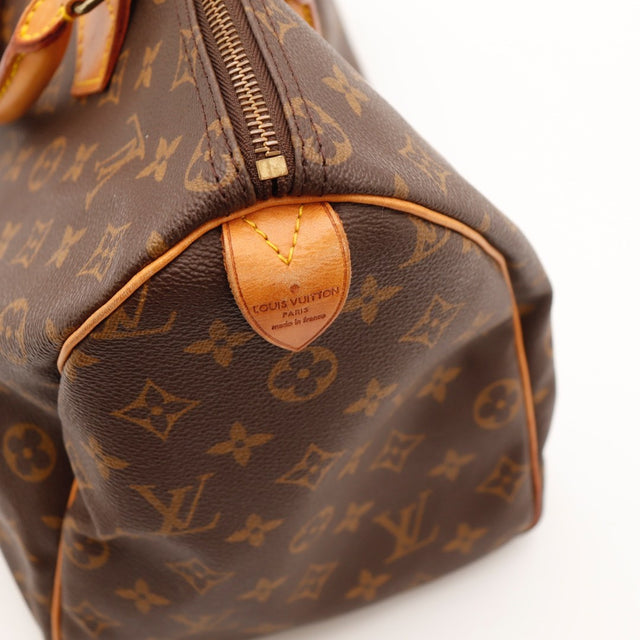Vue d'ensemble Louis Vuitton Speedy 35 Marron occasion authentique — AMANA Vintage