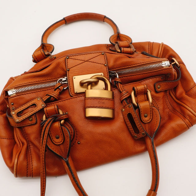 Intérieur Chloé Paddington cuir grainé terracotta occasion authentique — AMANA Vintage