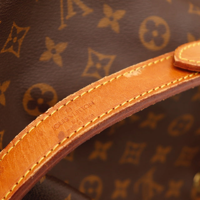 Vue d'ensemble du sac seau Louis Vuitton Noé Toile Monogramme marron occasion authentique — AMANA Vintage