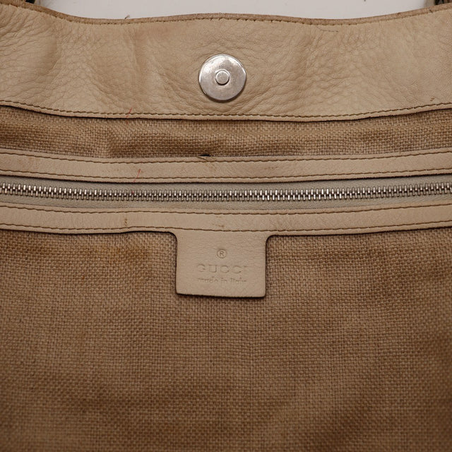 Intérieur Tote Gucci doublure cuir beige poche zippée — AMANA Vintage