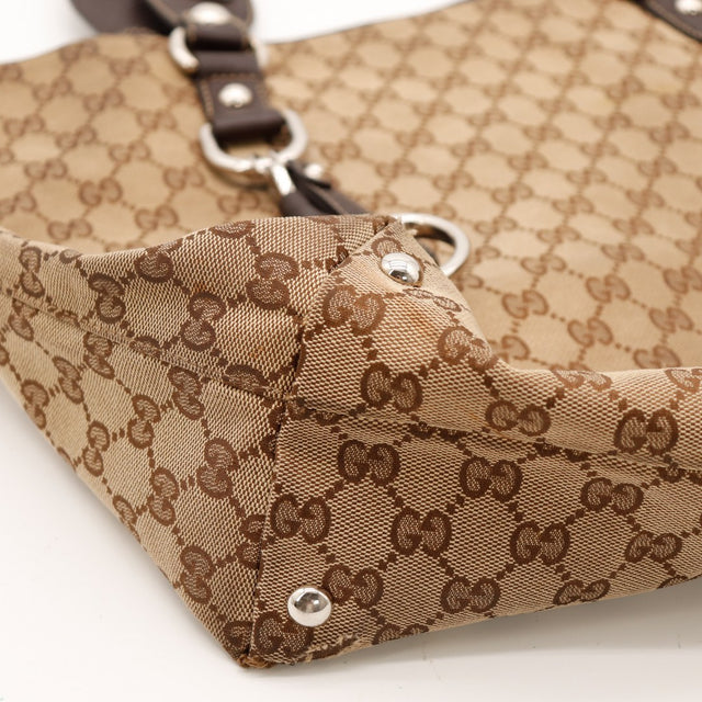 Vue coin inférieur Tote Horsebit Gucci toile monogrammée — AMANA Vintage
