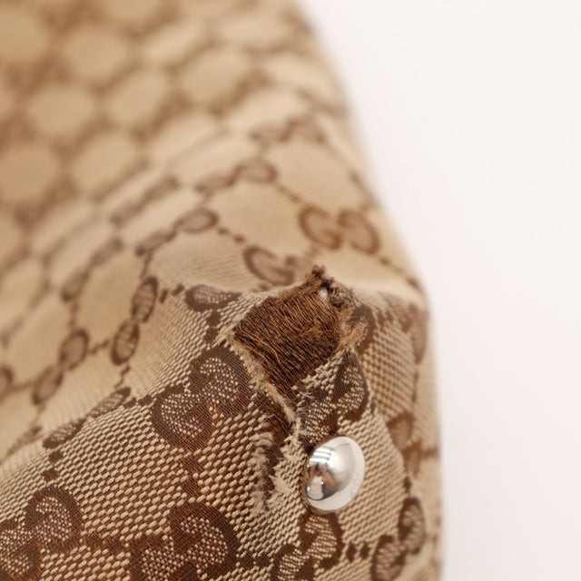 Détail coin effilochage canvas Tote Horsebit Gucci — AMANA Vintage