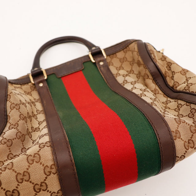 Gucci Boston Web intérieur doublure beige poches zip — AMANA Vintage