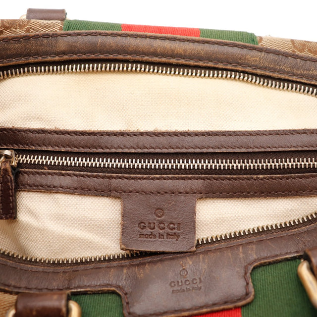 Détail coin inférieur Gucci Boston Web frottements cuir — AMANA Vintage