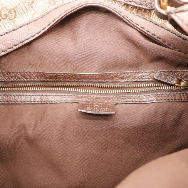 Intérieur Gucci Hobo Horsebit toile monogrammée beige et marron occasion authentique — AMANA Vintage