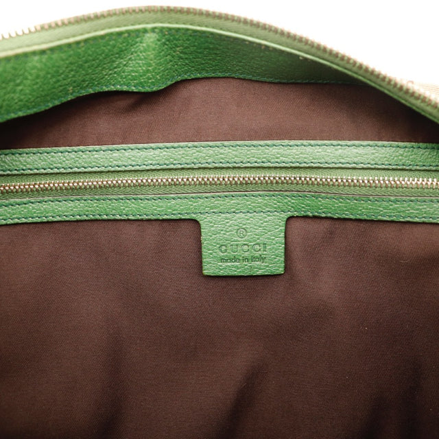 Détail des bordures Gucci Hobo Bambou toile monogrammée beige et ébène occasion authentique — AMANA Vintage