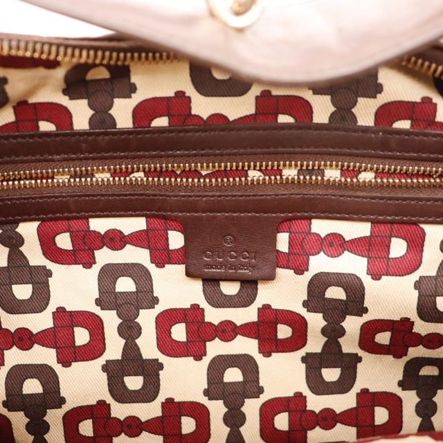 Vue du fond Gucci Hobo Horsebit cuir Guccissima marron occasion authentique — AMANA Vintage