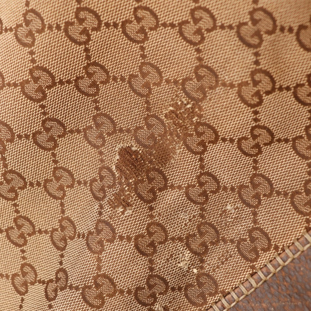 Vue d'ensemble Gucci New Jackie toile monogrammée beige et marron occasion authentique — AMANA Vintage