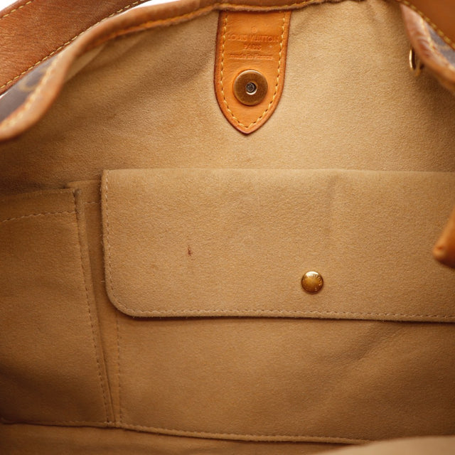 Détail des bordures en cuir Louis Vuitton Galliera PM Toile Monogramme occasion authentique — AMANA Vintage