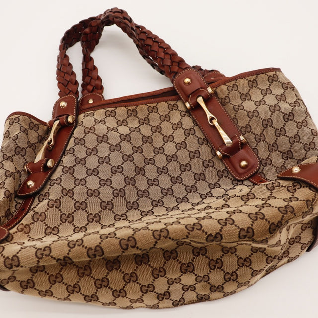 Base du sac Gucci Hobo Pelham toile monogrammée et cuir marron occasion authentique — AMANA Vintage
