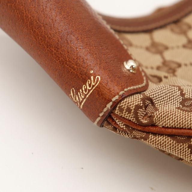 Vue du fond Gucci Hobo Bambou toile monogrammée beige occasion authentique — AMANA Vintage