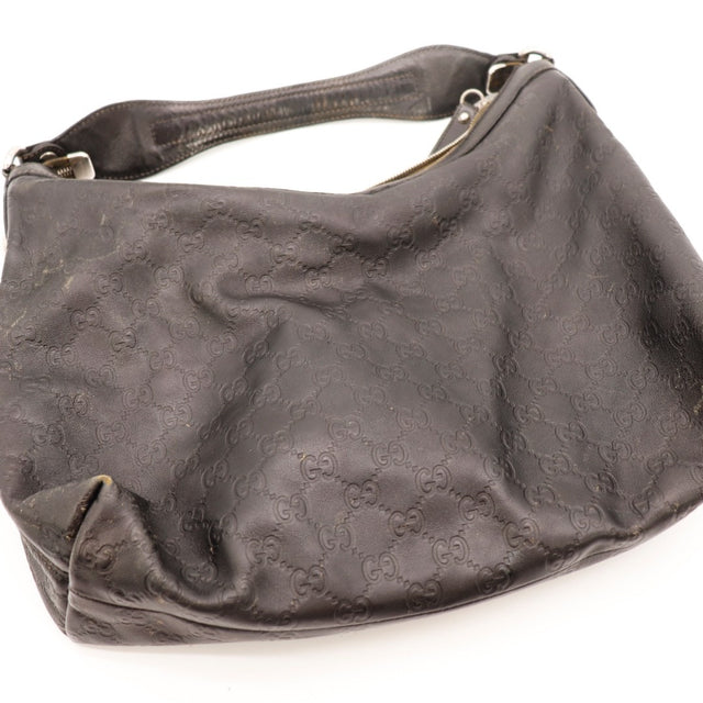 Intérieur Gucci Hobo Horsebit cuir Guccissima noir occasion authentique — AMANA Vintage