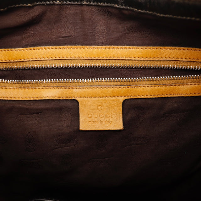 Vue de la base Gucci Hobo Horsebit cuir Guccissima noir occasion authentique — AMANA Vintage